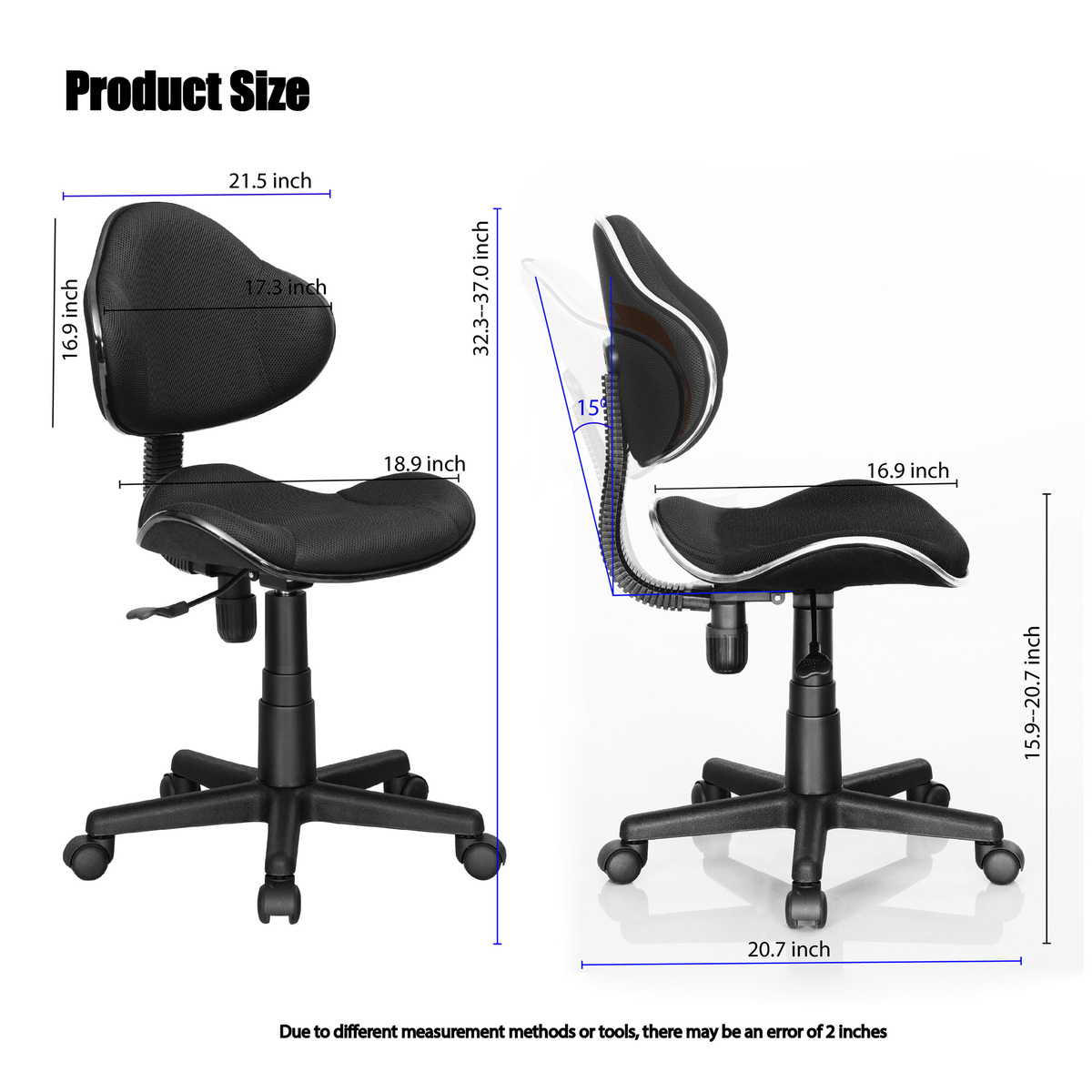 Maple Leaf Adjustable Kids Chair, Office, Computer Chair for Students With Swivel Wheels Black QZYG2B