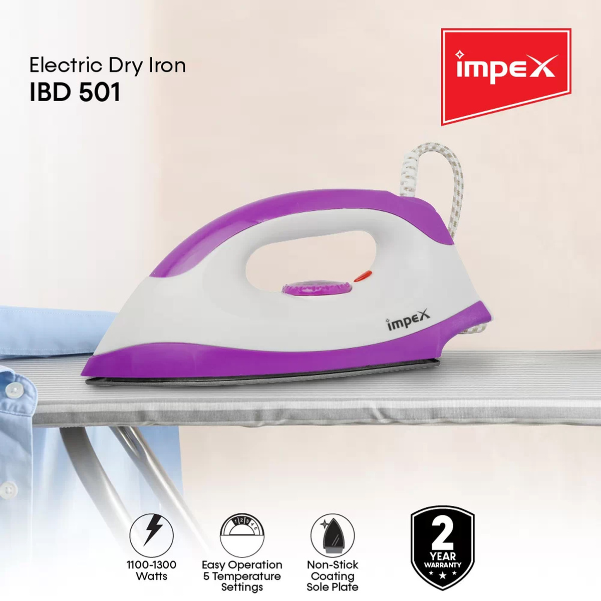 Impex Electric Dry Iron Box, 1000 W, IBD501