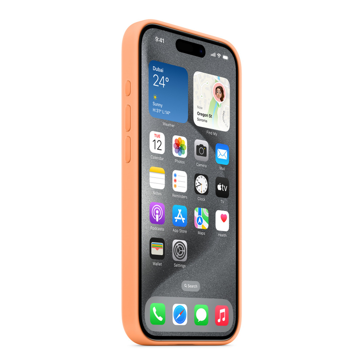 Apple iPhone 15 Pro Silicone Case with MagSafe, Orange Sorbet, MT1H3ZM/A