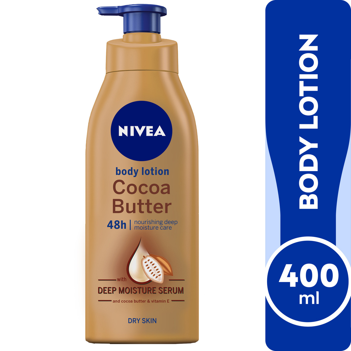 Buy Nivea Body Lotion Cocoa Butter Vitamin E Dry Skin 400 ml Online at Best Price | Body Lotion | Lulu Kuwait in UAE