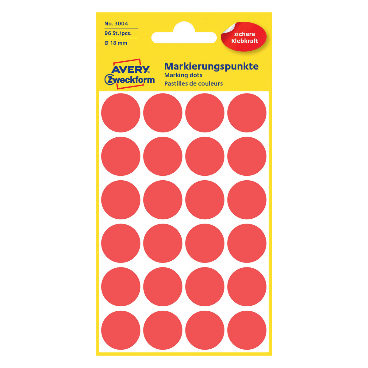 Avery 18mm Color Coding Dots, Red, 3004