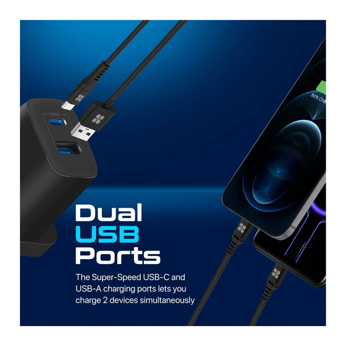 Promate High-Speed Dual Port Charger BIPLUG‐2 15.5W