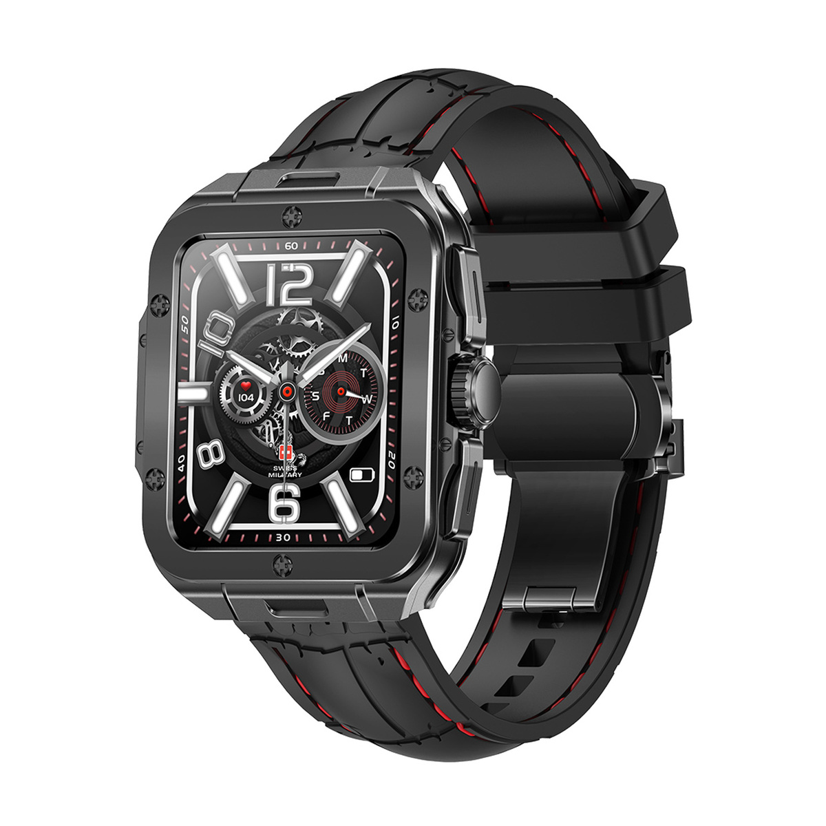 Swiss Military Alps2 Smart Watch, Gun Metal Frame and Black Silicon Strap, 1.85 inch