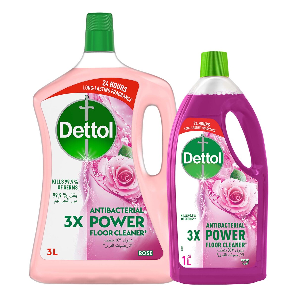 Dettol Rose Anti-Bacterial Floor Cleaner 3 Litres + 1 Litre