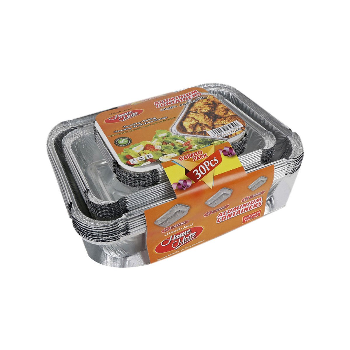 Home Mate Aluminium Containers With Lid Combo Pack 30 pcs