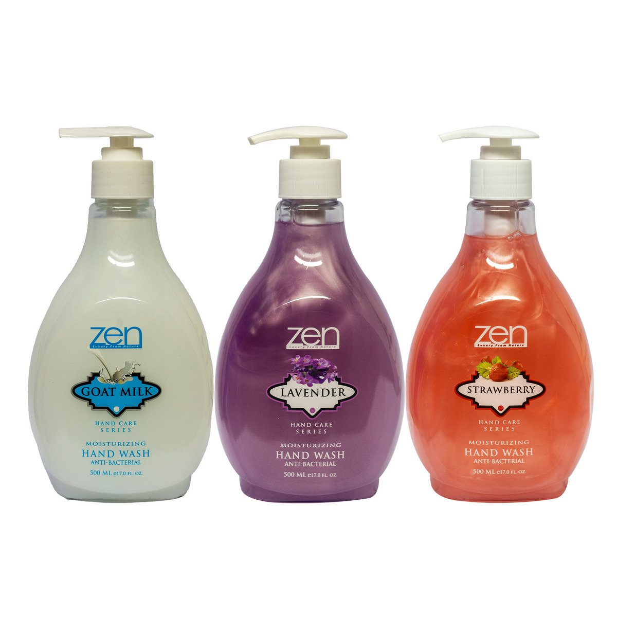 Zen Anti-Bacterial Handwash Goat Milk + Lavender + Strawberry 3 x 500 ml