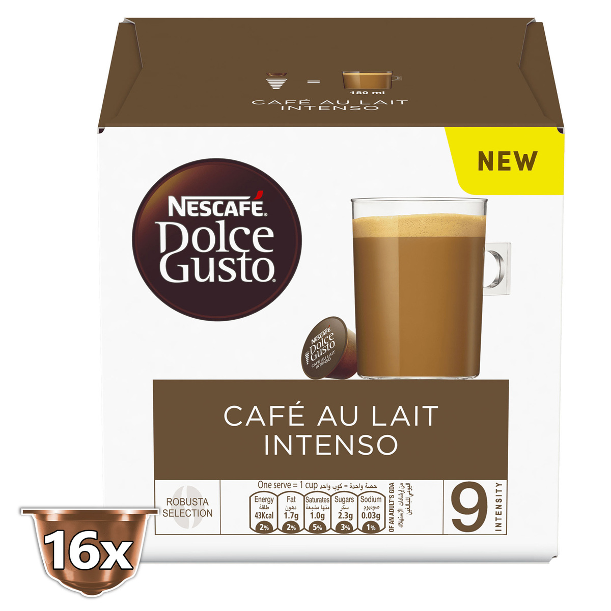 Buy Nescafe Dolce Gusto Cafe Au Lait Intenso Coffee Capsules 16 pcs 160 g Online at Best Price | Coffee Capsules | Lulu Kuwait in Kuwait