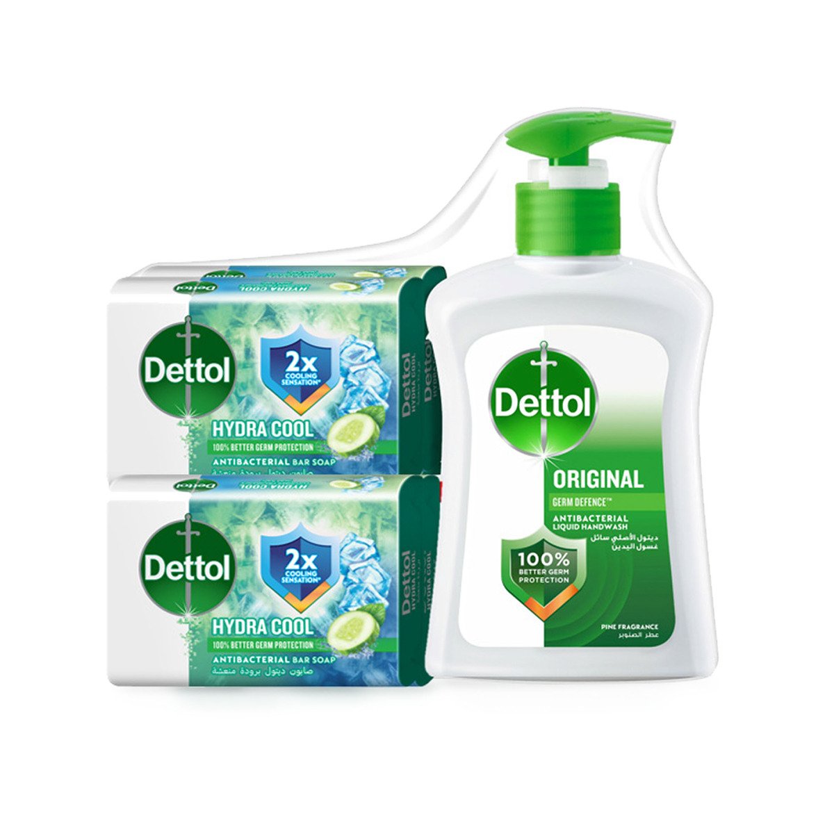 Dettol Hydra Cool Soap 4 x 165 g + Handwash 200 ml