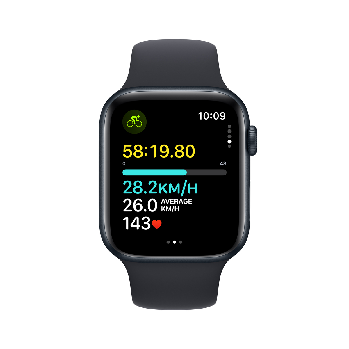 Apple Watch SE GPS, Midnight Aluminium Case with Midnight Sport Band, 44 mm, S/M, MRE73