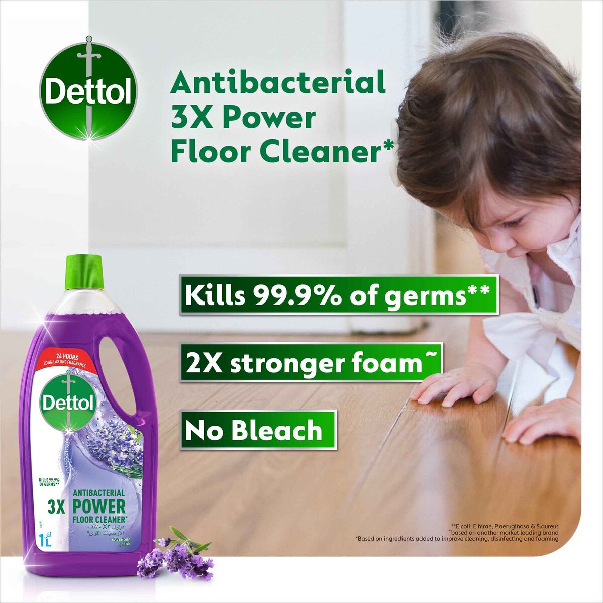 Dettol Anti-Bacterial Power Floor Cleaner Lavender 2 x 1 Litre