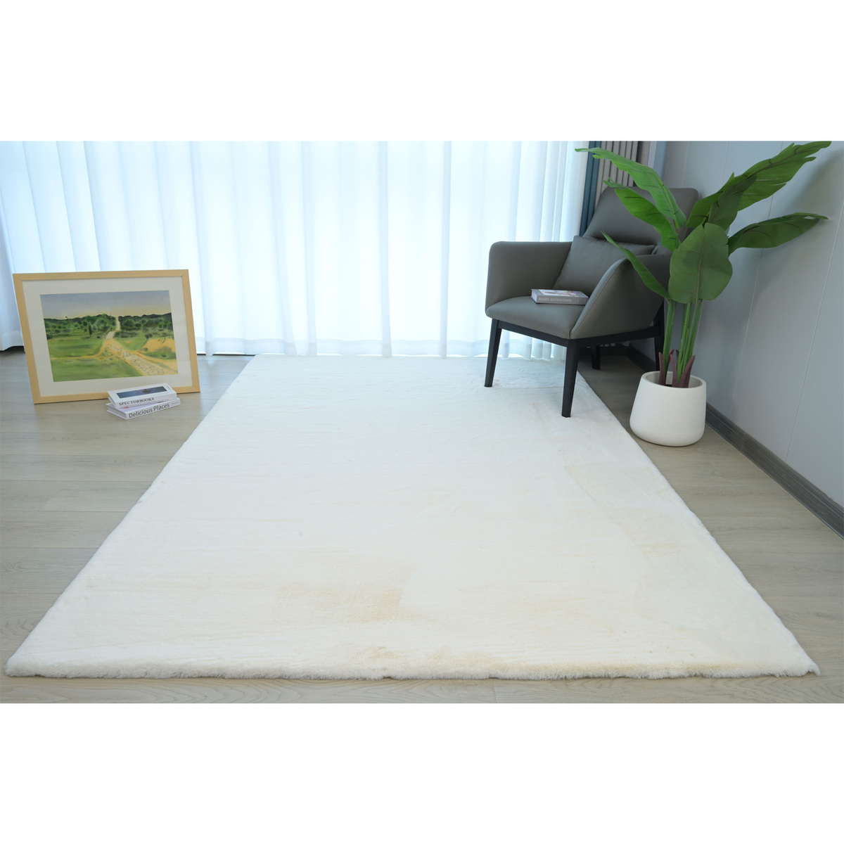 Maple Leaf Ultra Soft Silky Carpet 60x120cm Ivory
