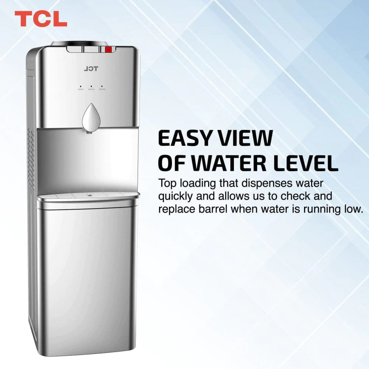 TCL Stainless Steel Top Loading 3 Tap Water Dispenser, Silver, TY-LWYR19S