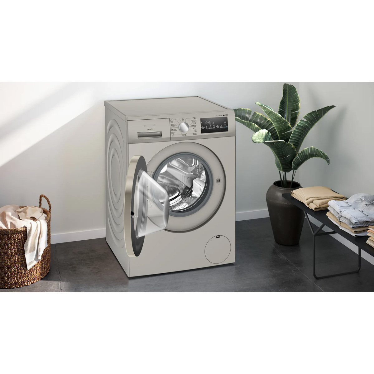 Siemens iQ300 Front Load Washing Machine, 8 kg, 1400 RPM, Silver Inox, WM14U28XGC
