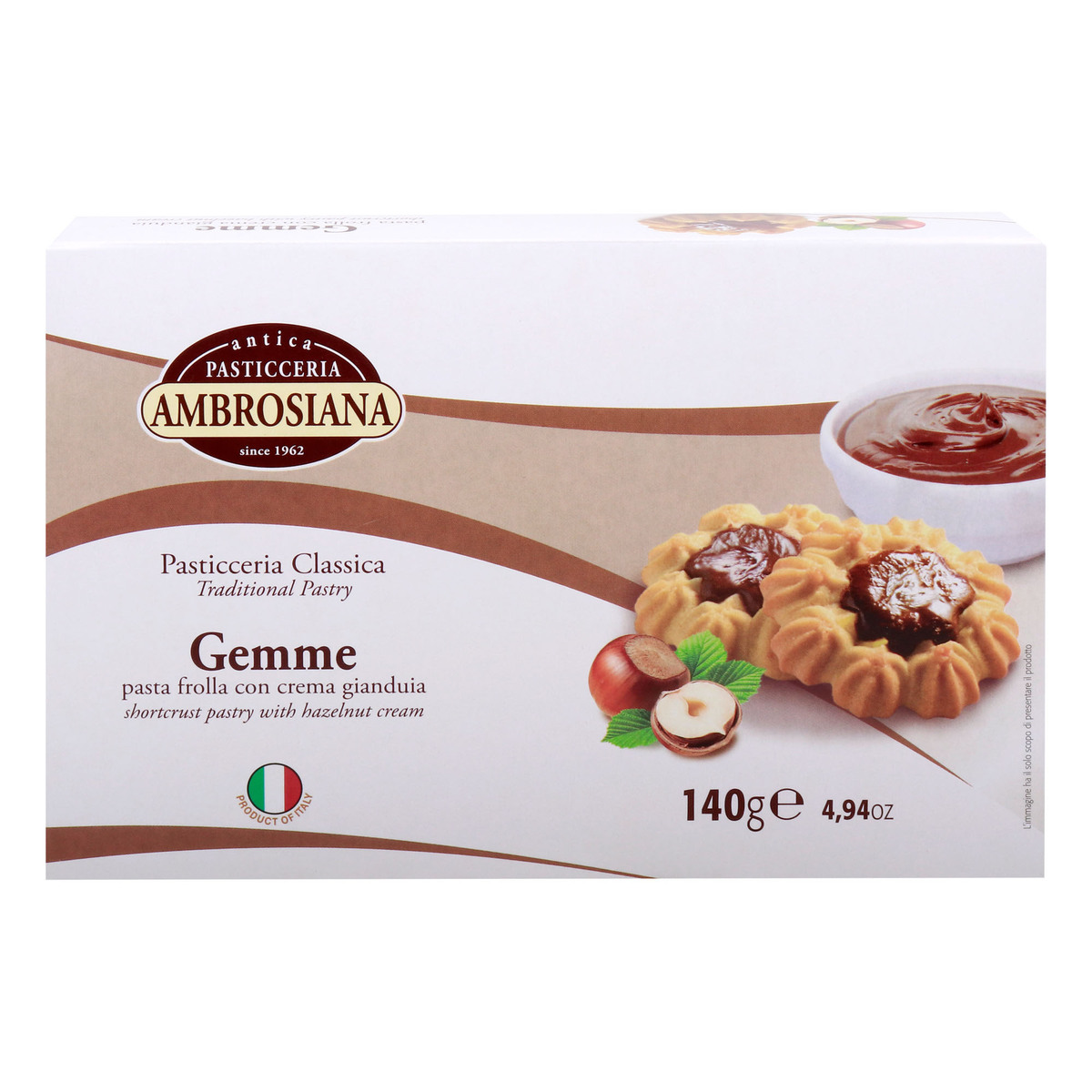 Ambrosiana Gemme Shortcrust Pastry with Hazelnut Cream, 140 g