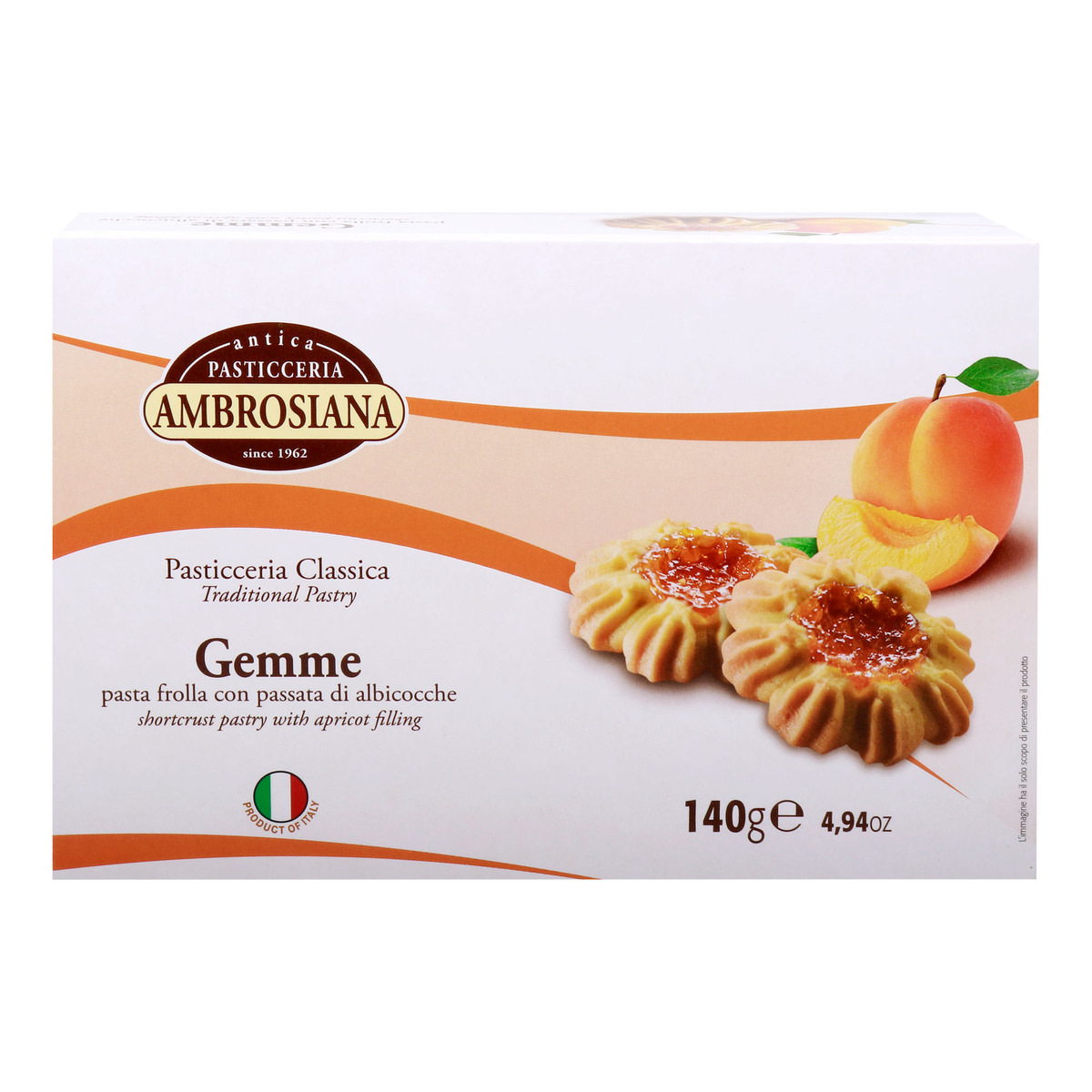 Ambrosiana Gemme Shortcrust Pastry with Apricot Filling, 140 g