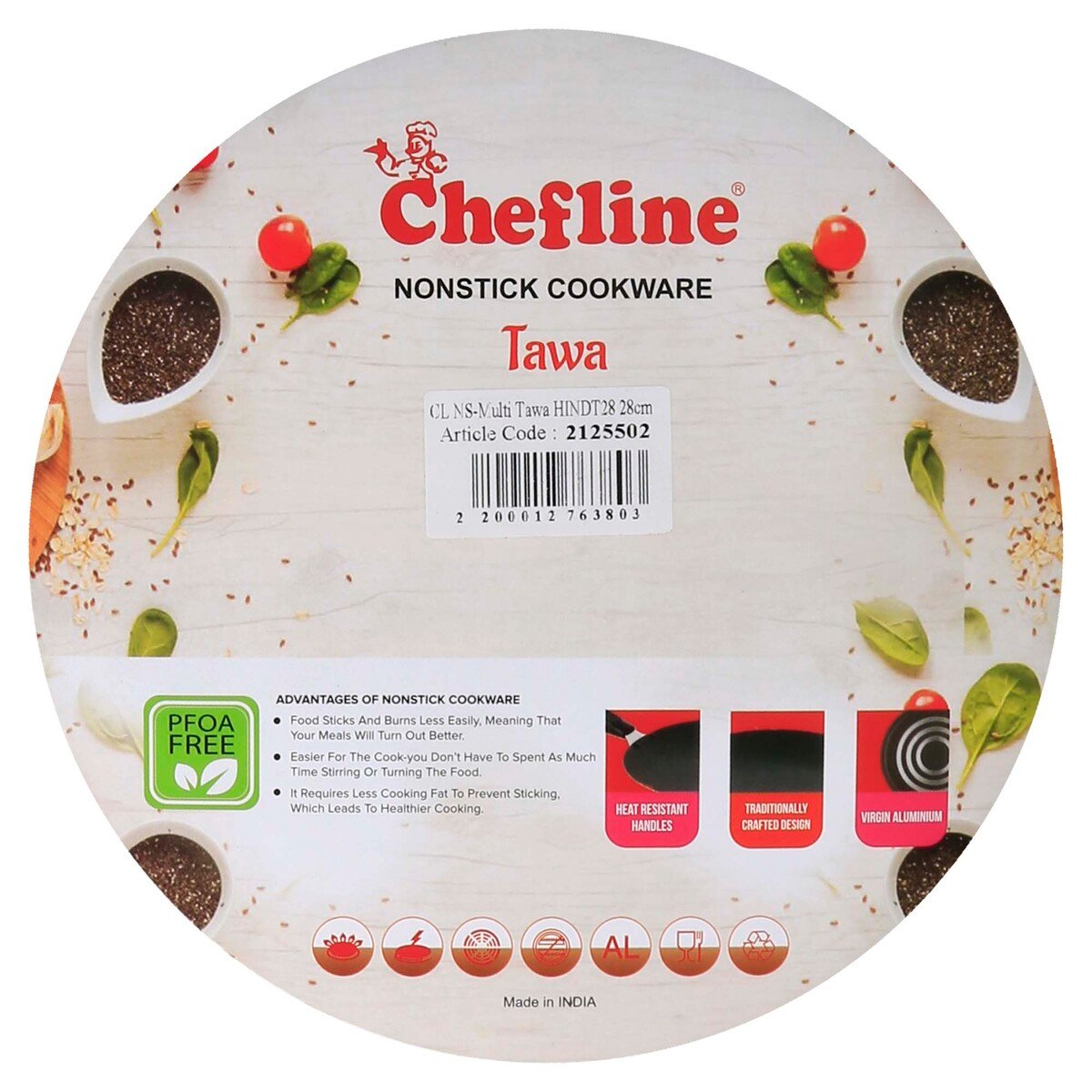 Chefline Non Stick Multi Tawa 28cm HINDT28
