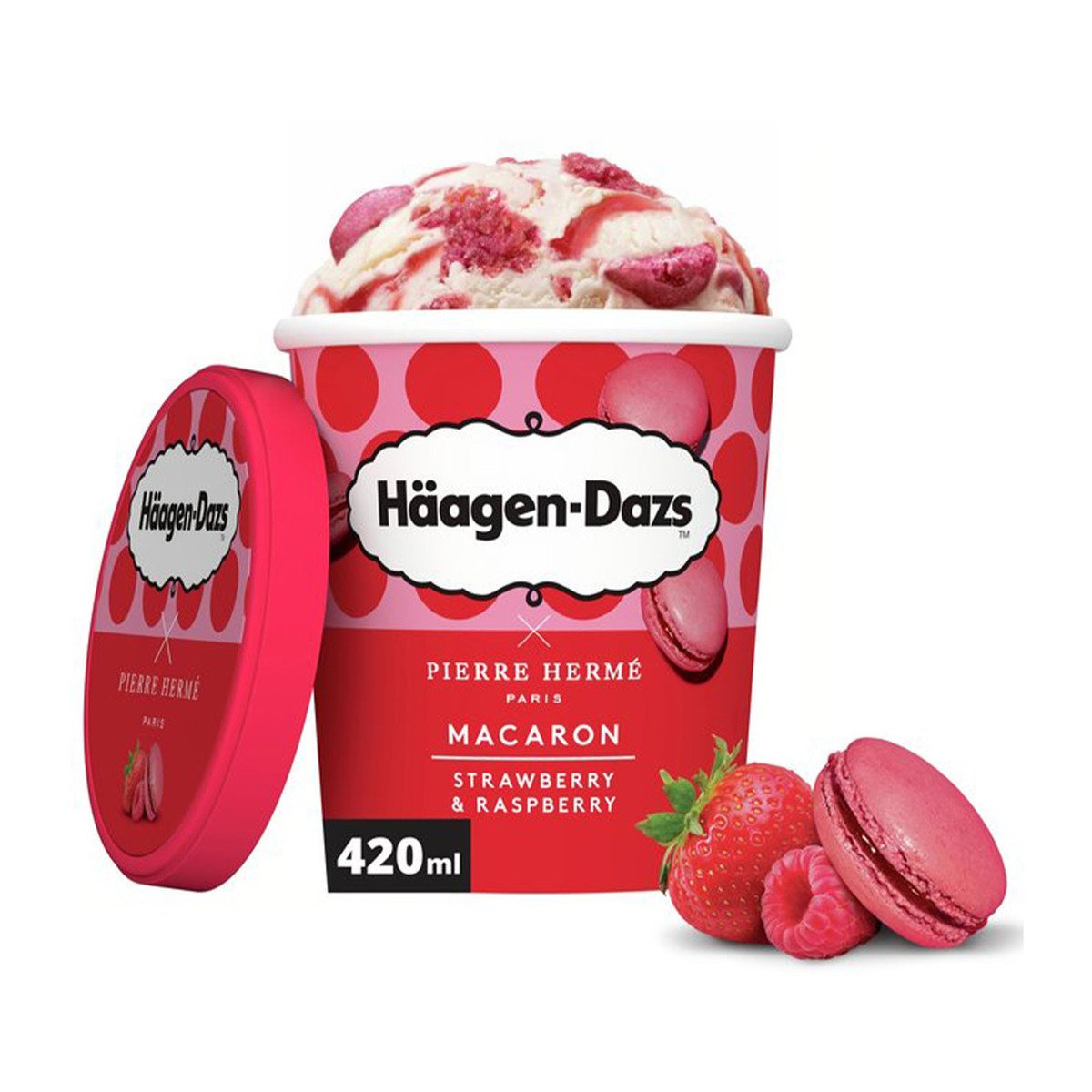 اشتري قم بشراء Haagen-Dazs Macaron Strawberry & Raspberry Ice Cream 420 ml Online at Best Price من الموقع - من لولو هايبر ماركت Ice Cream Take Home في الامارات