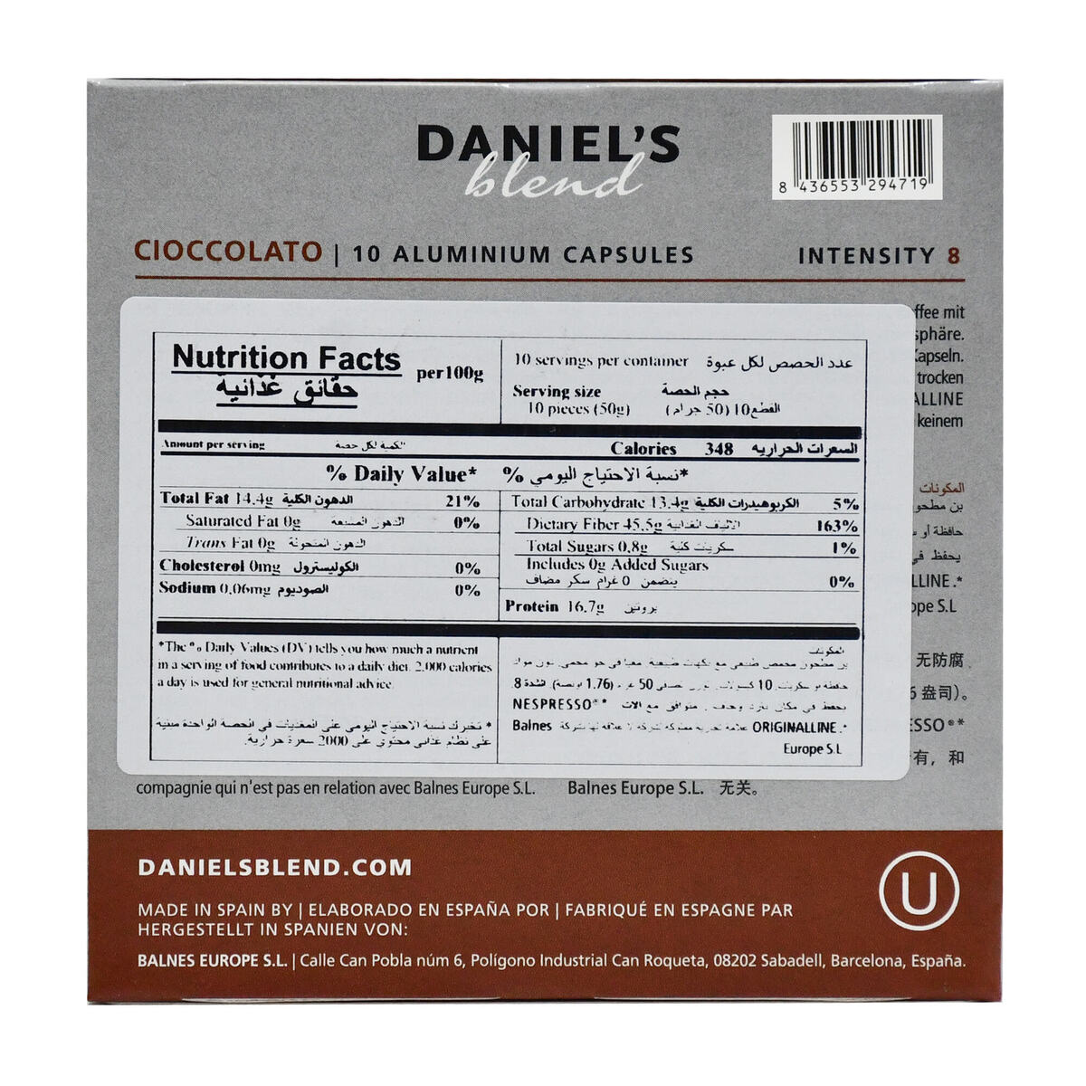 Daniel's Blend Cioccolato Coffee Capsules 10 pcs 50 g