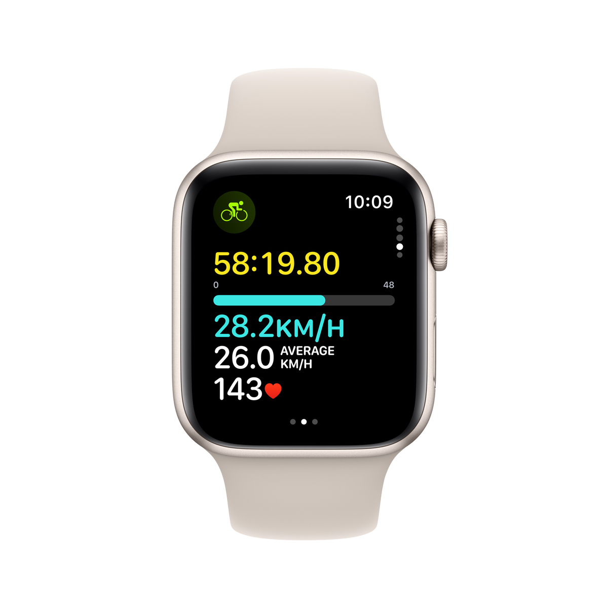 Apple Watch SE GPS, Starlight Aluminium Case with Starlight Sport Band, 40 mm, S/M, MR9U3