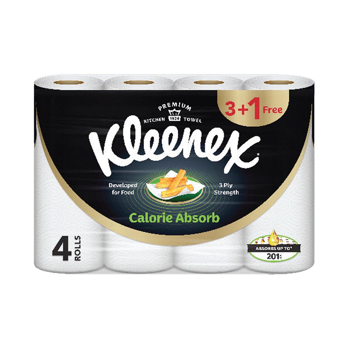 Kleenex Viva Calorie Absorb Kitchen Tissue Paper Towel, 3ply 50 Sheets 4 Rolls