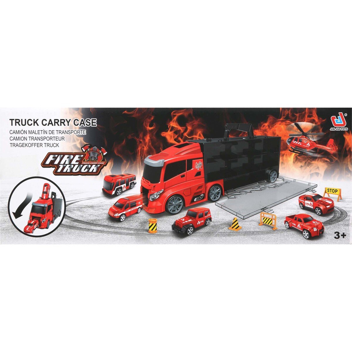Jinjia Fire Truck Carry Case With 5 Cars 666-09K