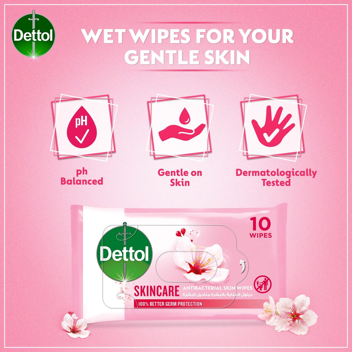 Dettol Skin Care Skin Wipes 10pcs x 2pkt + 1