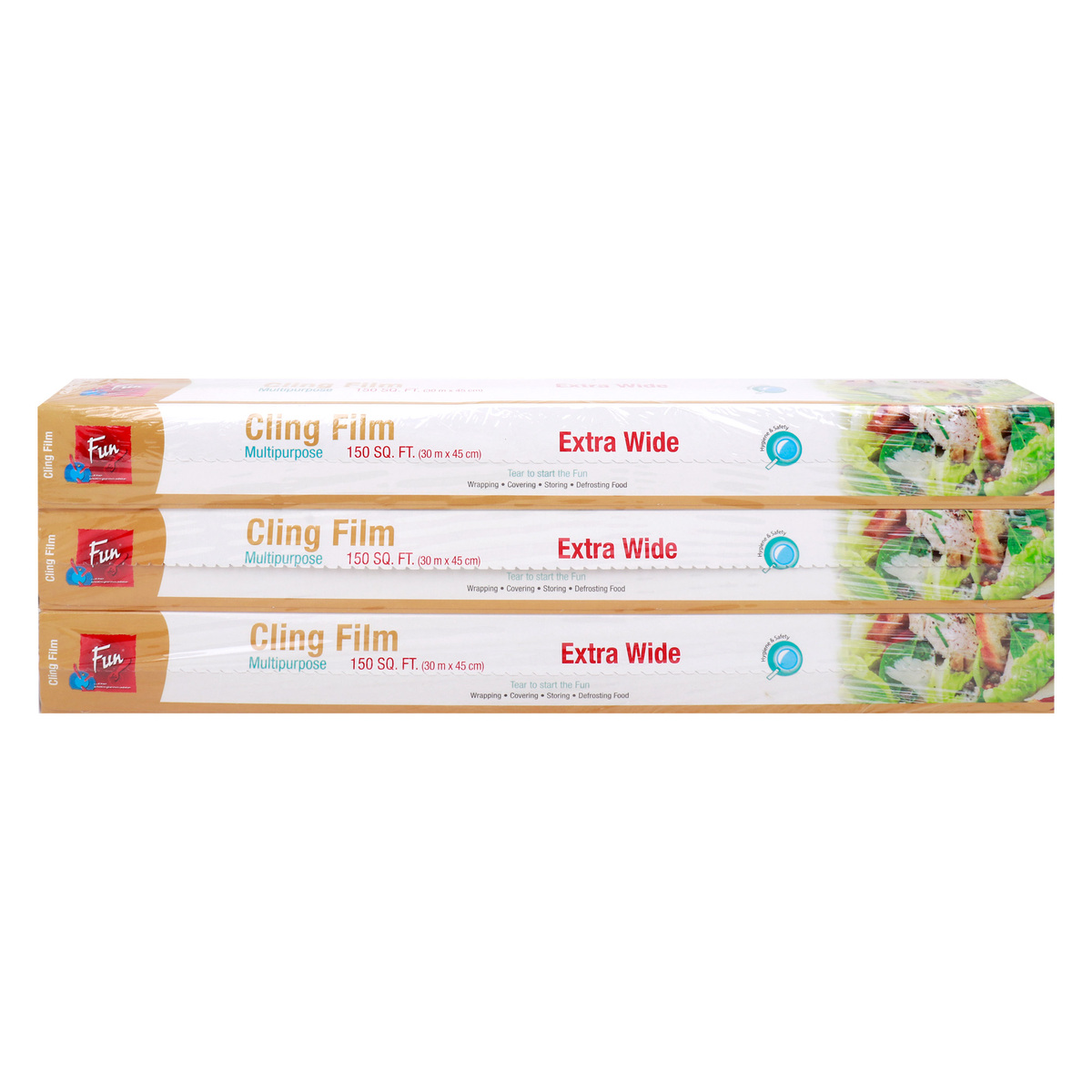 Fun Cling Film 150sq.ft. (30m x 45cm) Value Pack 3 pcs
