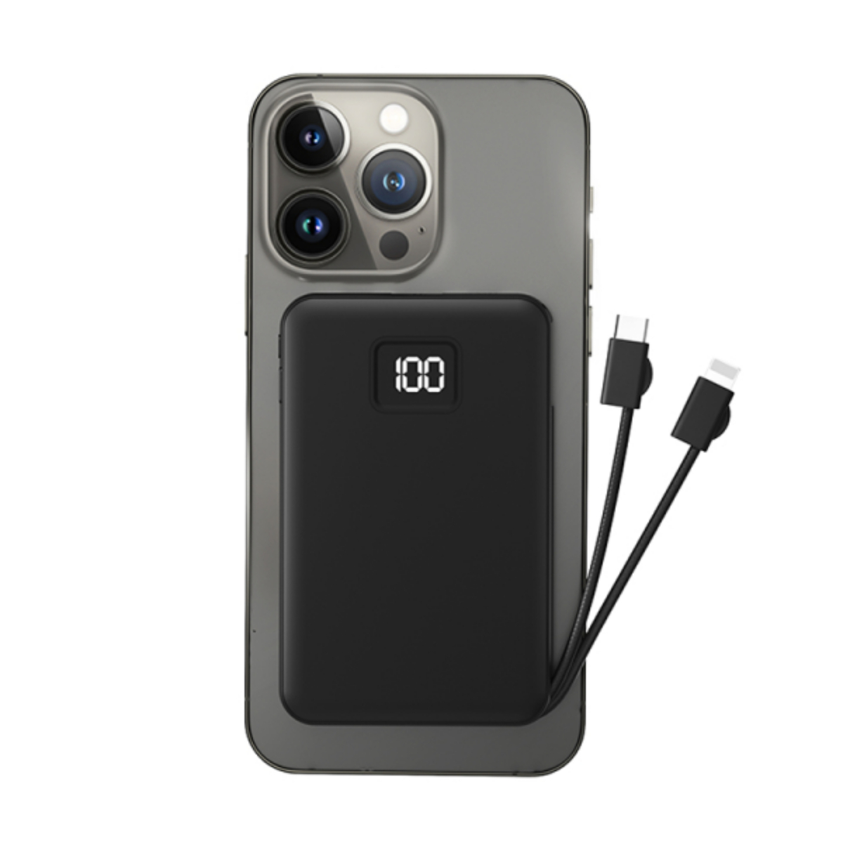 Wiwu Power Bank with Built-in Cable, 22.5 W, 10000 mAh, Black, JC-15