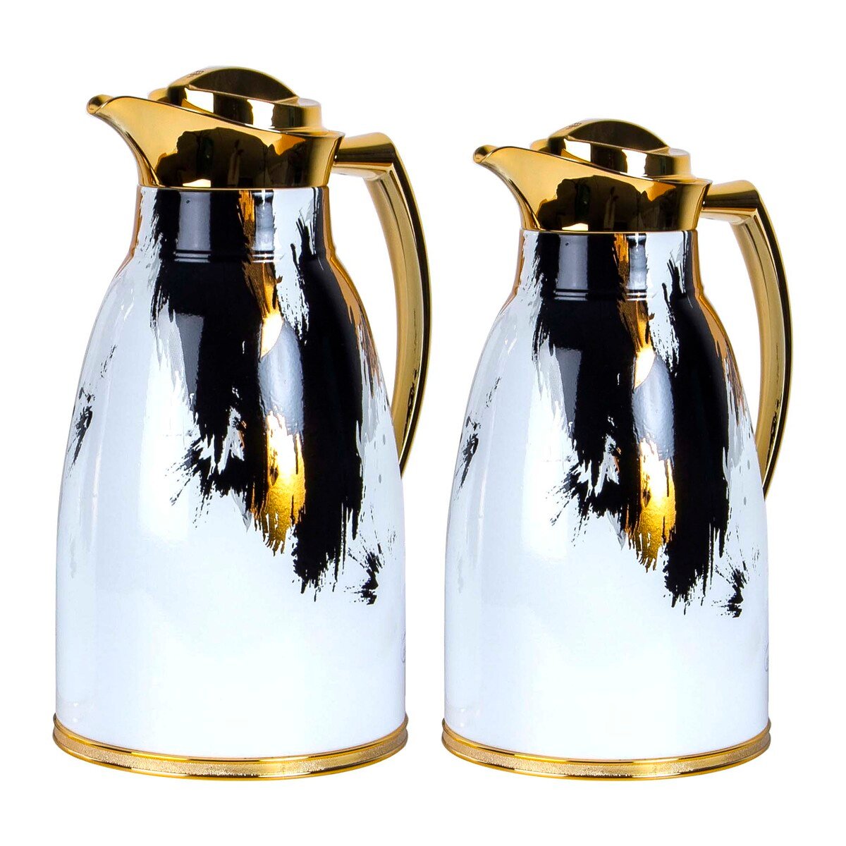 Ansa Coffee/Tea Arabic Flask Set 2 Pcs, 1 + 1.3 L White & Gold, GB-WHG-1