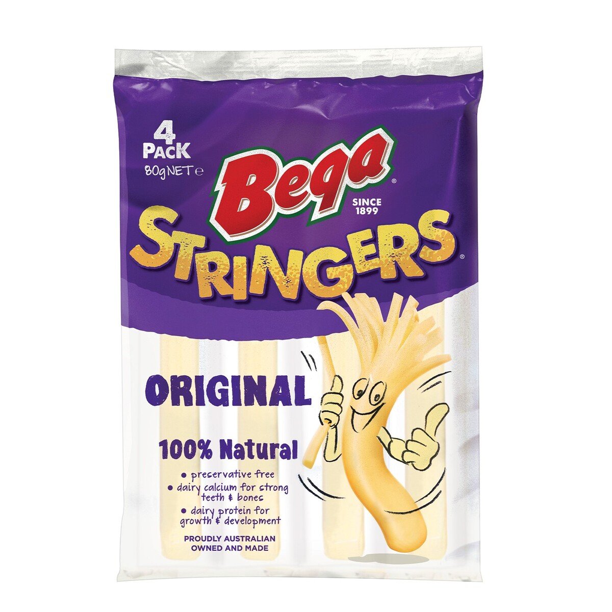 Bega Original Cheese Stringers 4 pcs 80 g