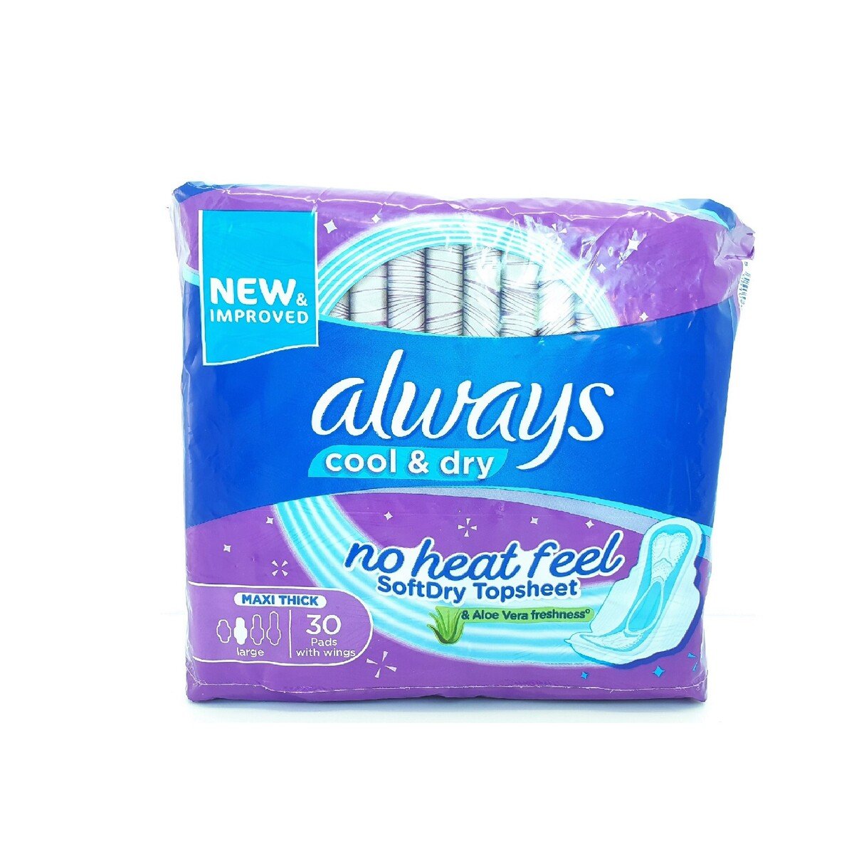 Always Cool & Dry Maxi Thick Large Sanitary Pads With Wings 30 pcs