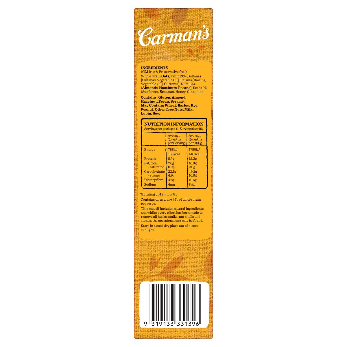 Carman's Natural Bircher Muesli 500 g