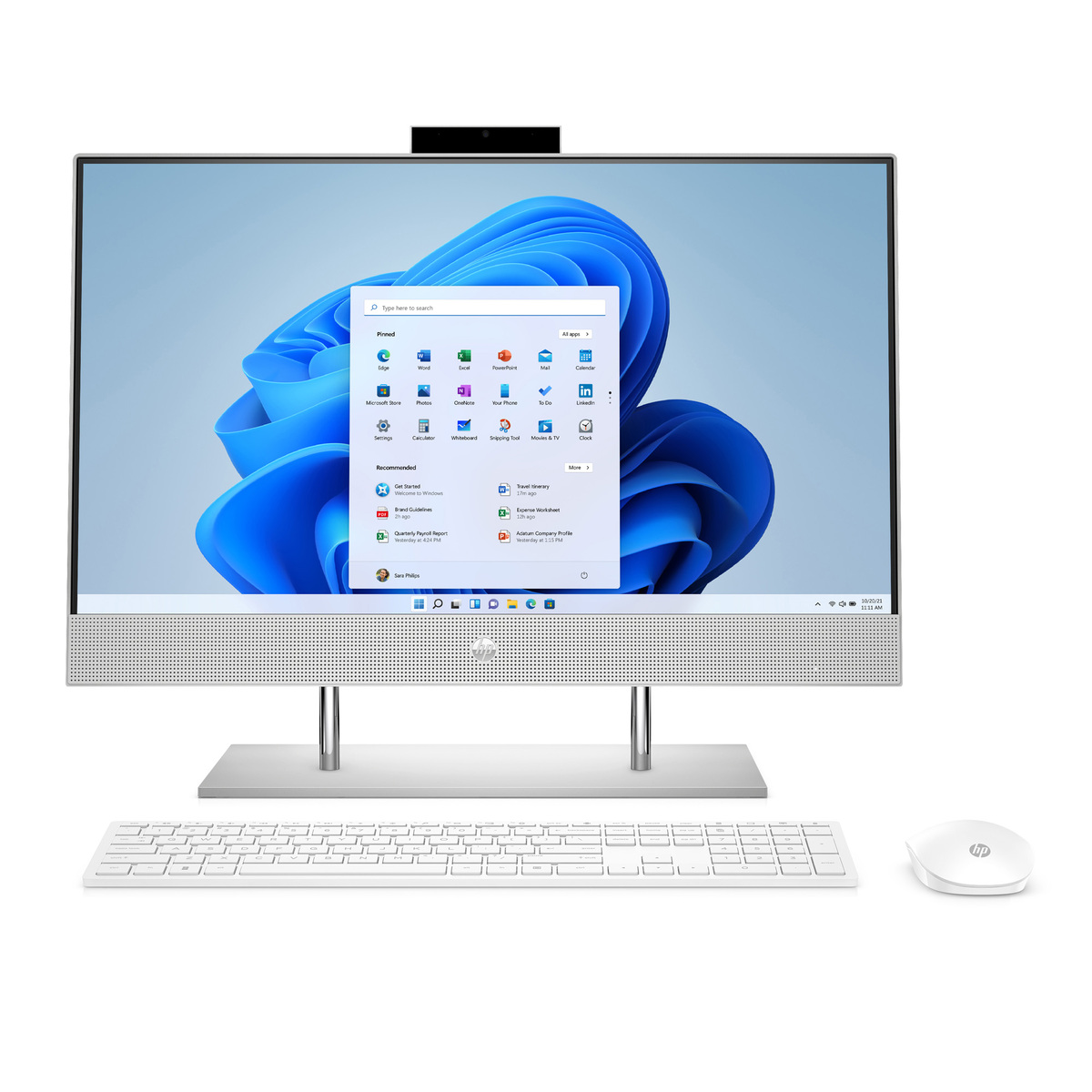 HP All-in-One Bundle PC 23.8"FHD Touchscreen, Intel® Core™ i5 processor,8GB RAM,256GB SSD,1TB HDD,Intel® Iris® Xᵉ Graphics,Windows 10,Natural silver, 24-DP1001NE, 3B4Z7EA