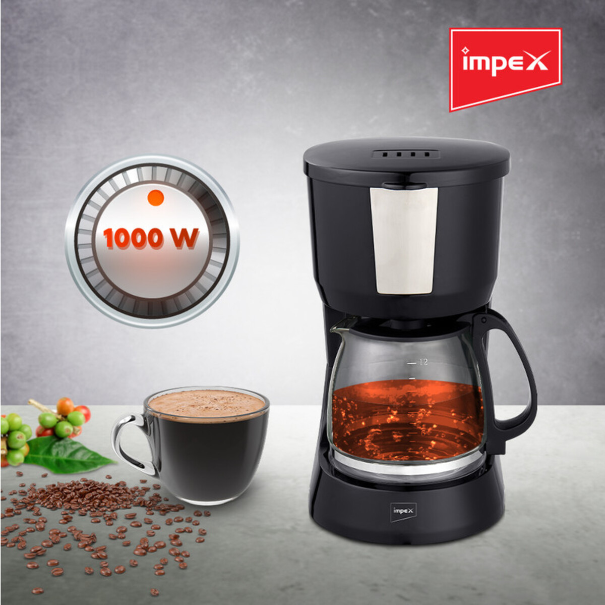 Impex Cm 1915 1000 Watts Drip Coffee Maker Featuring Anti-drip Function