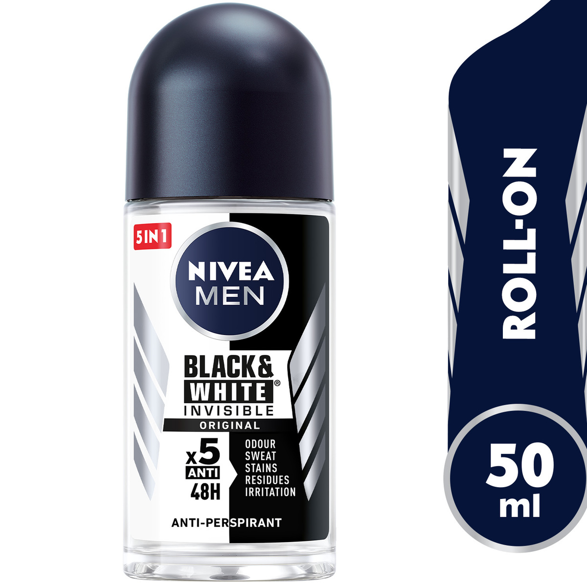 Buy Nivea Men Antiperspirant Roll-on Black & White Original 50 ml Online at Best Price | Roll - Ons | Lulu KSA in Kuwait