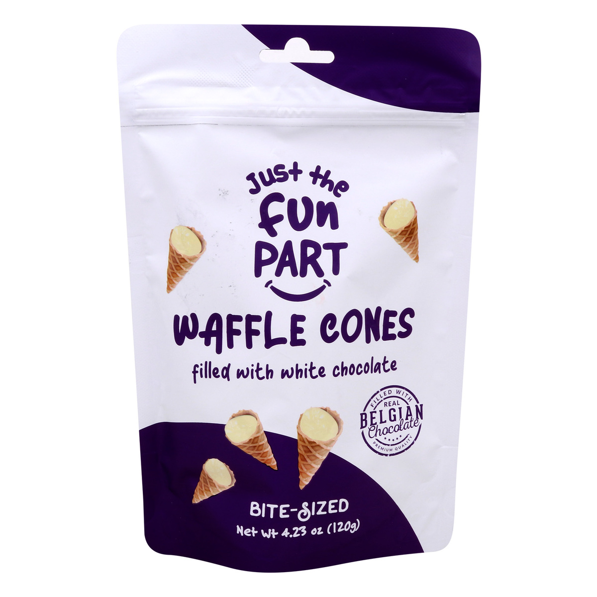 Buy Evergreen Just The Fun Part Waffle Cones Filled With White Chocolate, 120 g Online at Best Price | Wafer Biscuits | Lulu Kuwait in Kuwait