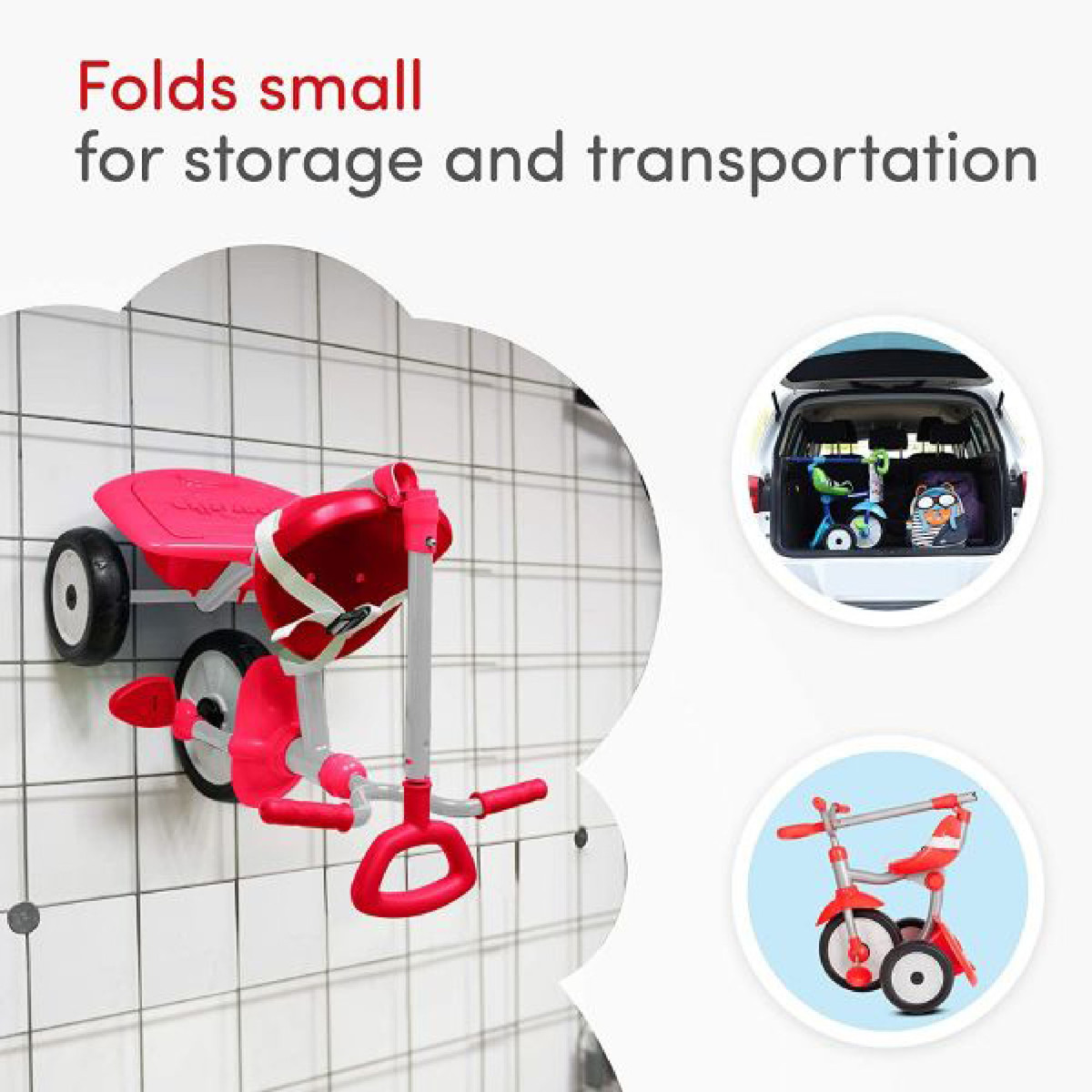 Smart Trike Folding Fun Tricycle, Red, 1310503