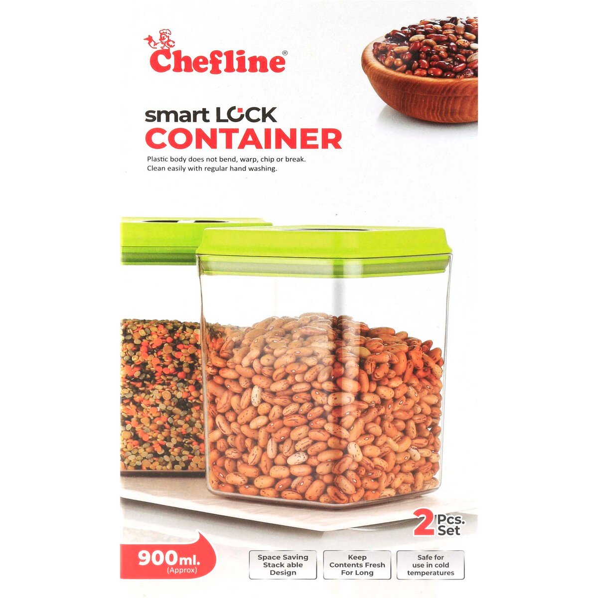 Chefline Smart Lock Container, 900 ml, 2 pcs