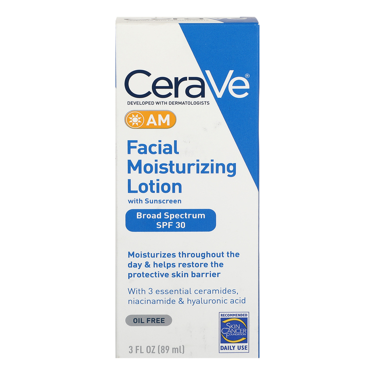 CeraVe AM Facial Moisturizing Lotion with Sunscreen, Oil Free, 89 ml