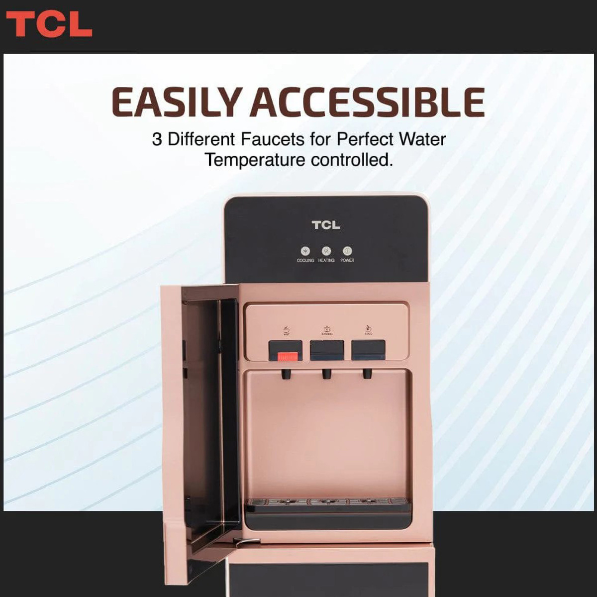 TCL Stainless Steel Top Loading 3 Tap Water Dispenser, Black, TY-LWYR85B