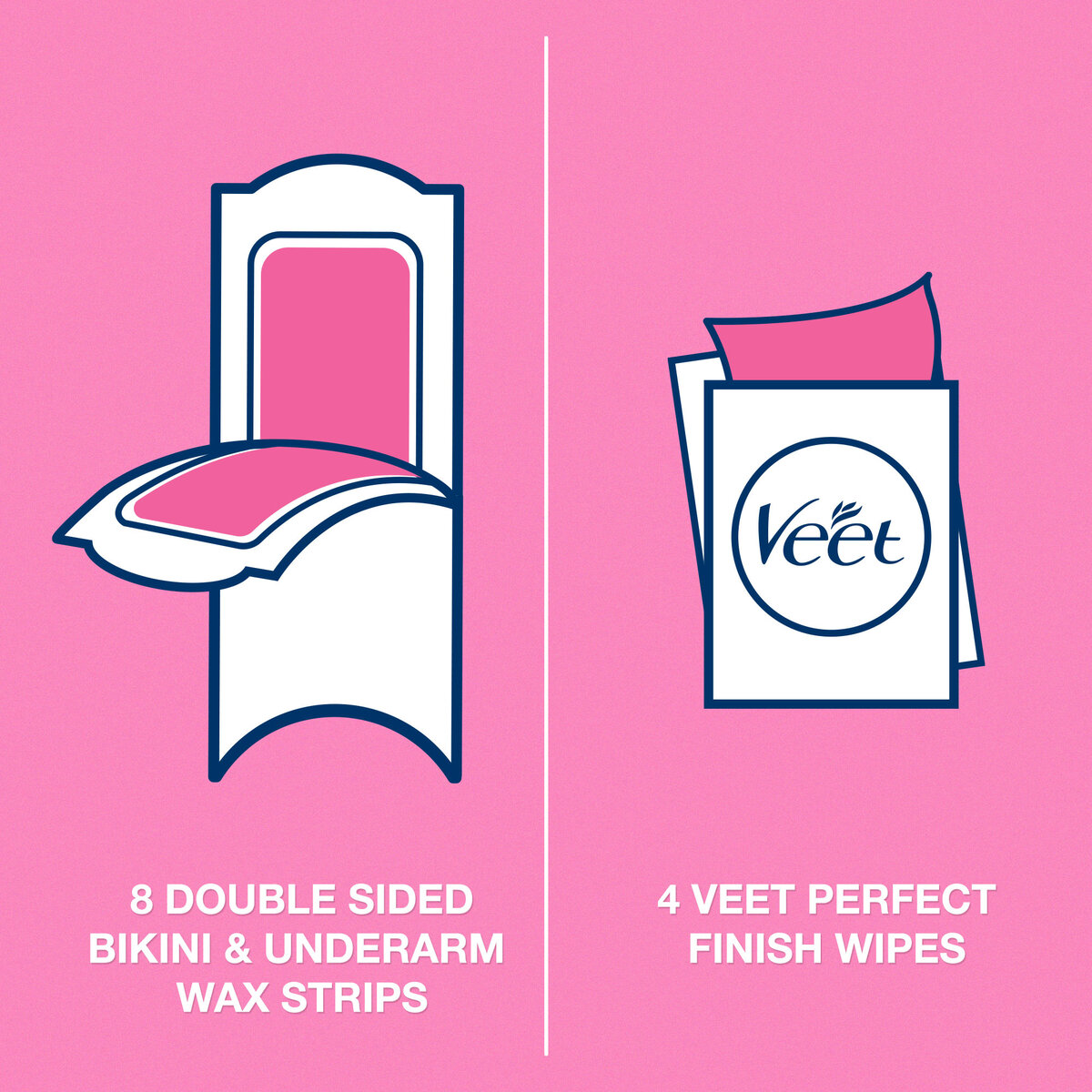 Veet Easy Gel Bikini & Underarm Wax Strips 16 + 4 Wipes