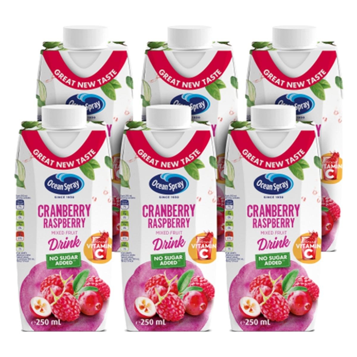 Ocean Spray Cranberry Raspberry Mixed Fruit Drink No Added Sugar 250 ml