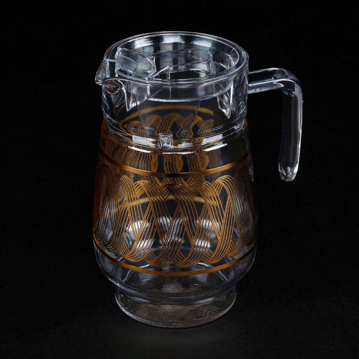 كريستال دروبز أبريق ماء زجاجي، بنقش ذهبي، P13005-M4