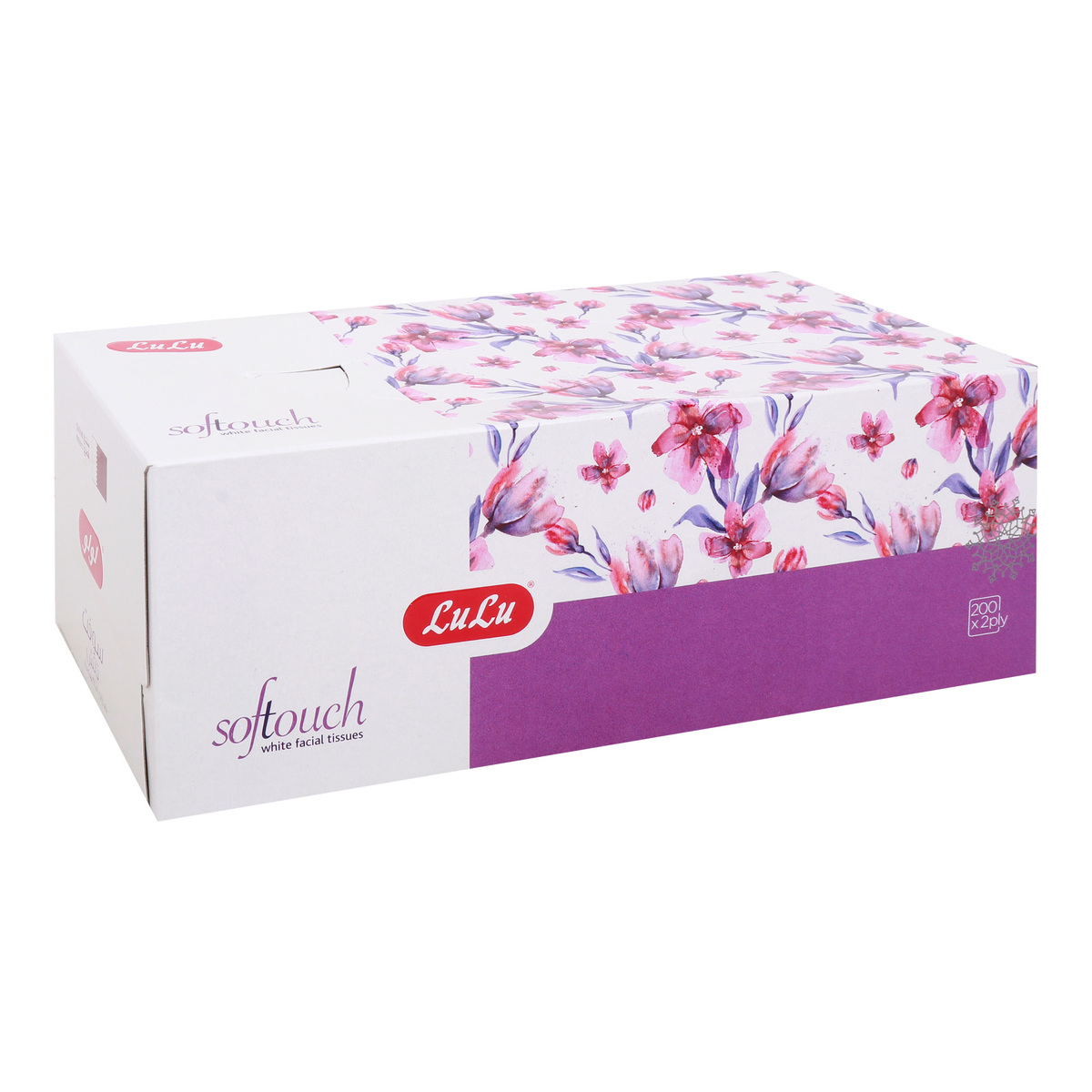 Lulu Softouch White Facial Tissue Pink 200'S 2 Ply x 5 Pieces