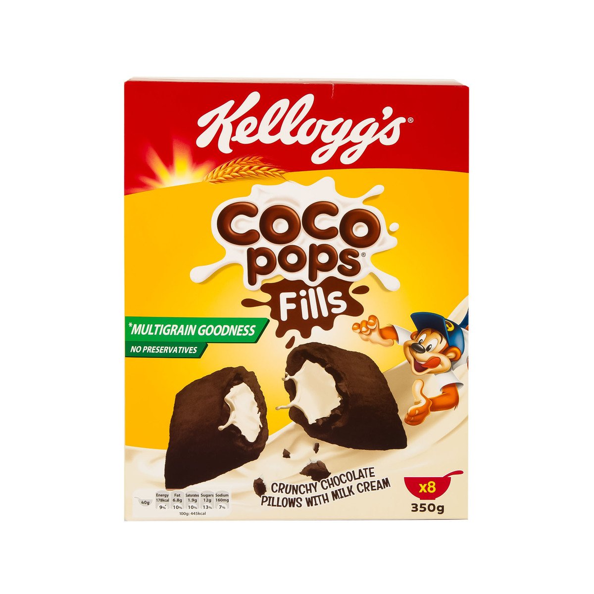 اشتري قم بشراء Kelloggs Coco Pops Fills Chocolate Pillows With Milk Cream 350 g Online at Best Price من الموقع - من لولو هايبر ماركت Sugar&Choco Cereals في الامارات