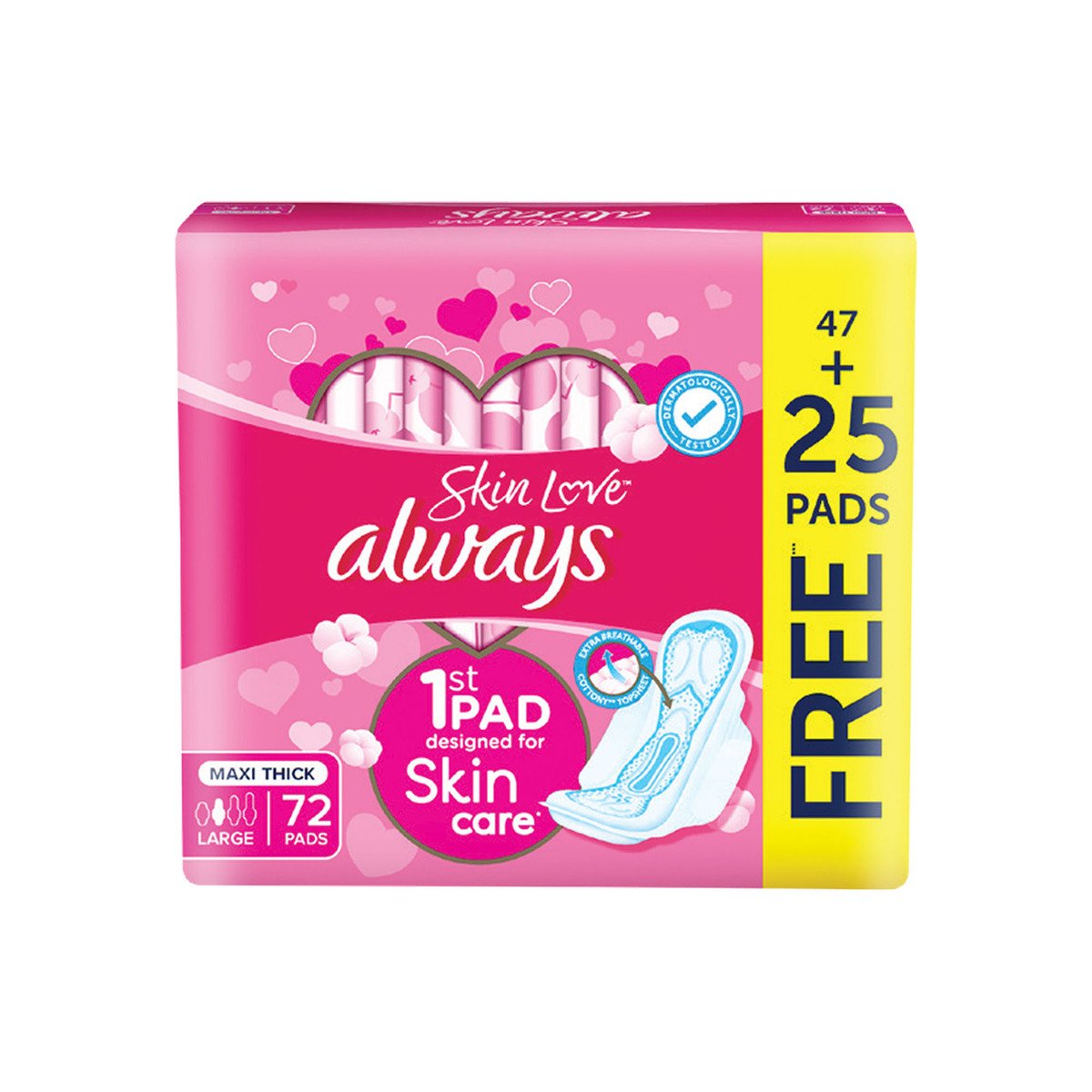 Always Skin Love Maxi Thick Large Pads 72 pcs