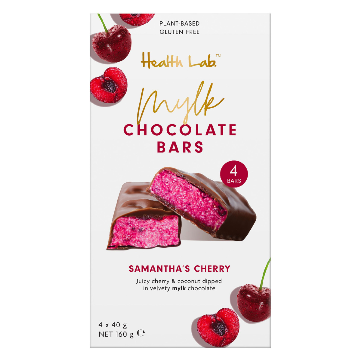 Health Lab Gluten Free Mylk Chocolate Bar Samantha's Cherry 160 g