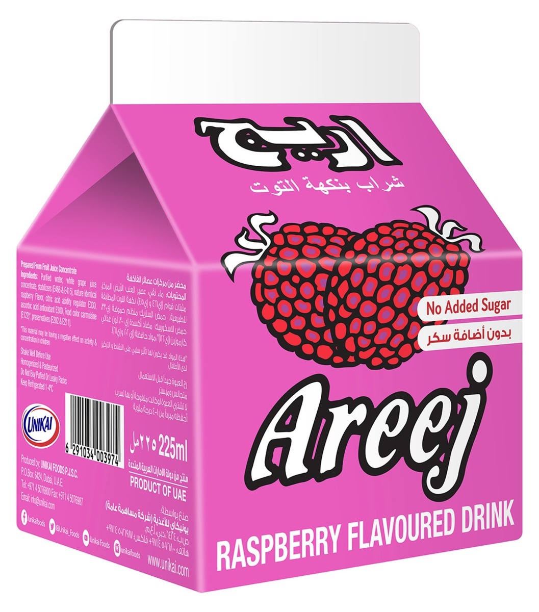 Areej Raspberry Flavoured Drink 12 x 225 ml