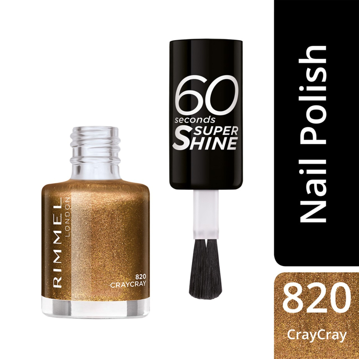 Rimmel London 60 Seconds Super Shine Nail Polish, 820 Craycray, 8 ml - 0.25 fl oz