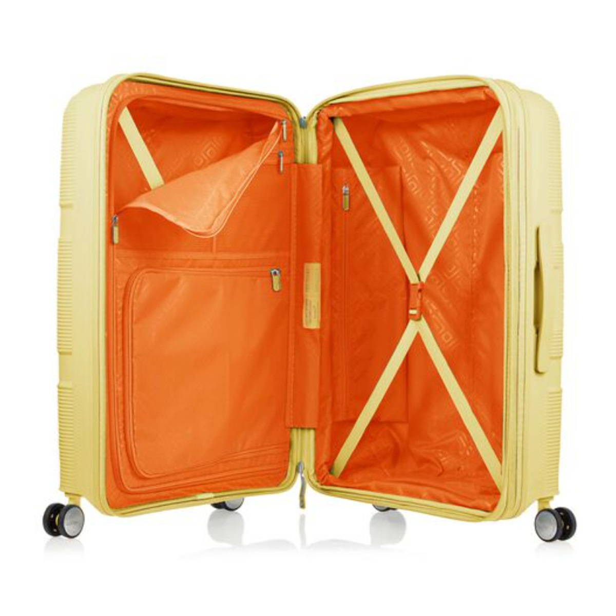 امريكان توريستر حقيبة سفر بعجلات صلبة إنستاجون سبينر مع موسع وقفل TSA، 81 سم، أصفر فاتح
